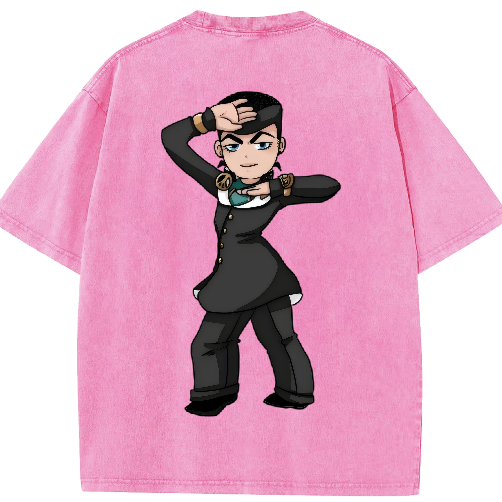 （画像用） ジョジョの奇妙な冒険 ひがしかた じょうすけ JoJo's Bizarre Adventure Higashikata Josuke 綿100% ヴィンテージ風 半袖Tシャツ（背面プリント）
